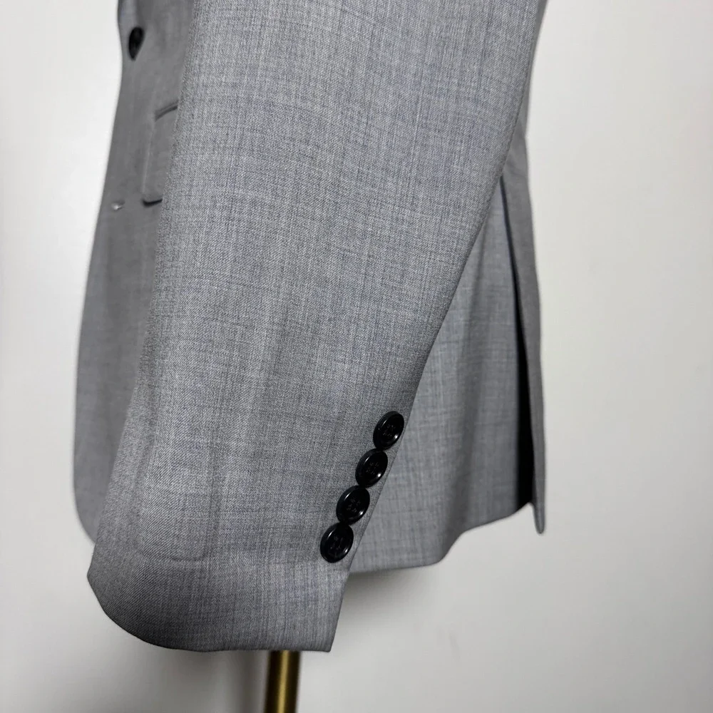 Bonobos Blazer Mens 38R Light Gray Solid Athletic Fit‎ Wool Blend Two-Button